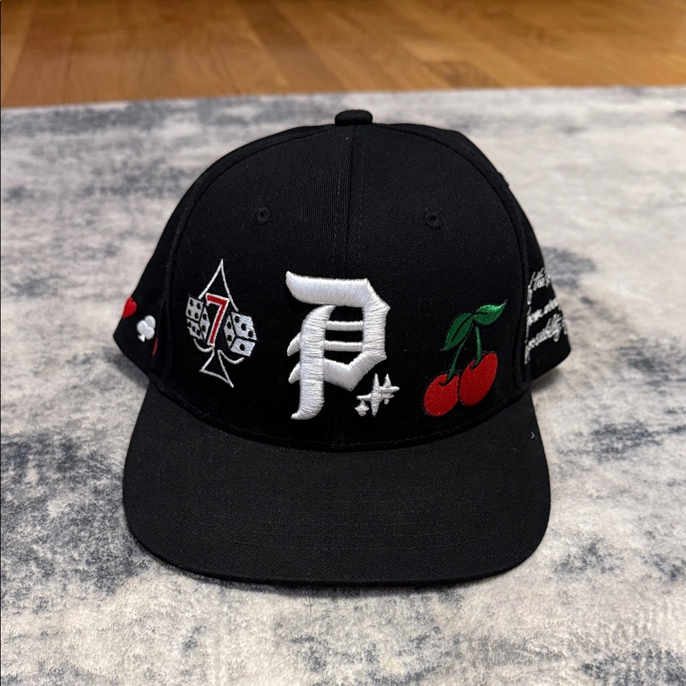 Black Kids Cap with Embroidered Designs